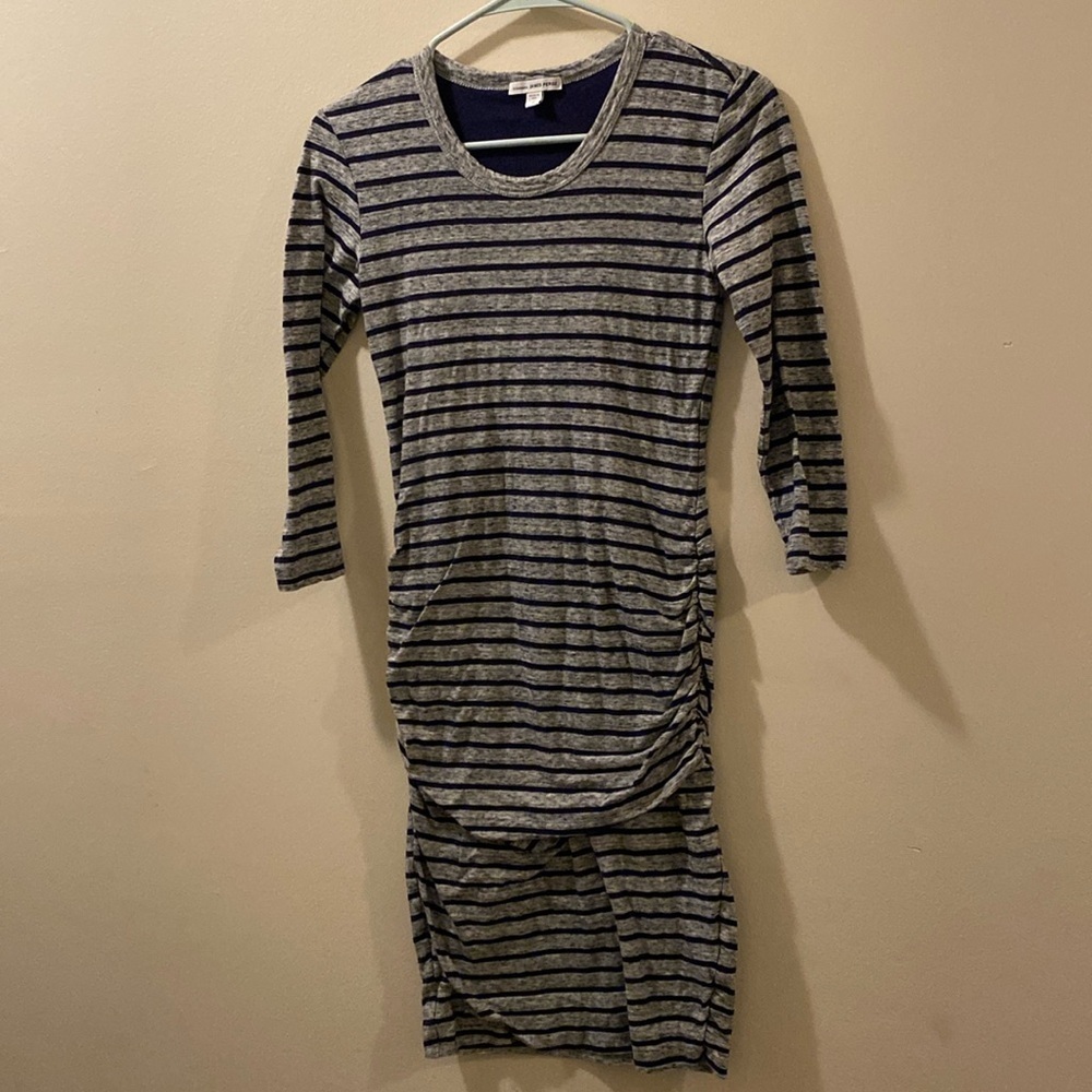 Standard James Perse - size 1 (small) gray/blue striped cotton dress